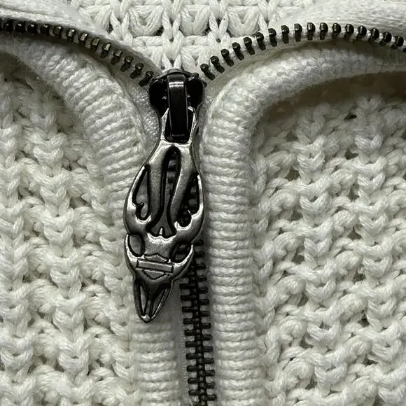 Harley Davidson Women’s L Embroidered Cream Knit Sweater - Picture 5 of 9